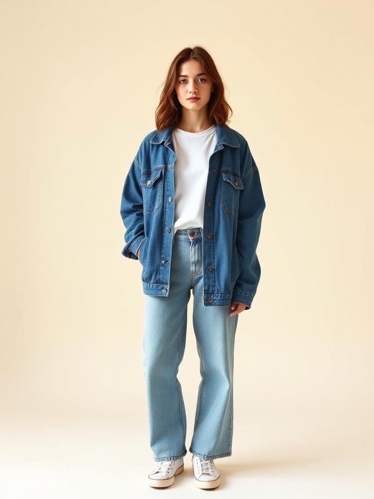 Sat look — Denim jacket · wide leg